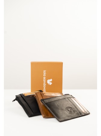 BILLETERO, TARJETERO, MONEDERO DE PIEL DE HOMBRE