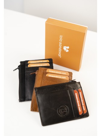 BILLETERO, TARJETERO, MONEDERO DE PIEL DE HOMBRE